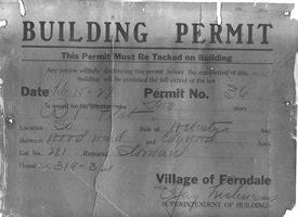 Building Permit 1927 Photo